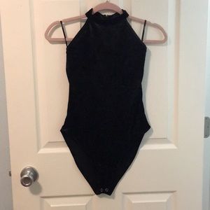 High Neck Velvet Bodysuit